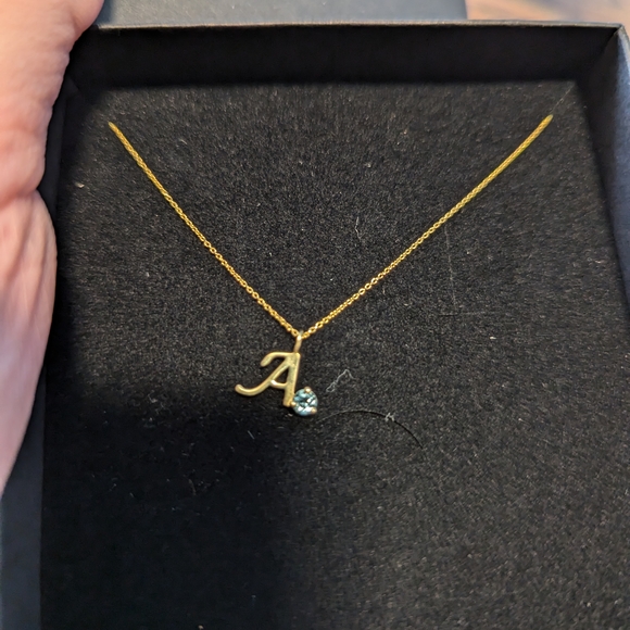 Gold Initial 'A' Necklace with Topaz - Picture 1 of 4